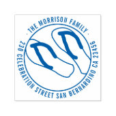 夏のビーチサンダルラウンドファミリーネーム差出人住所 セルフインキングスタンプ (デザイン)