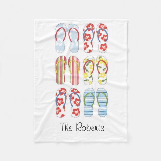 夏のビーチサンダル毛布 フリースブランケット (正面)