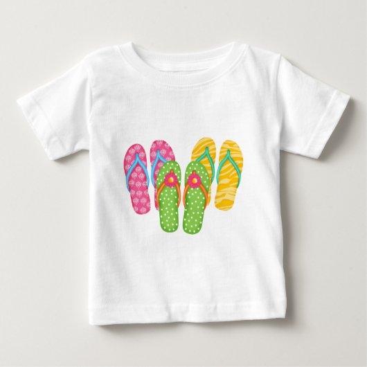 夏のビーチサンダル ベビーTシャツ (正面)