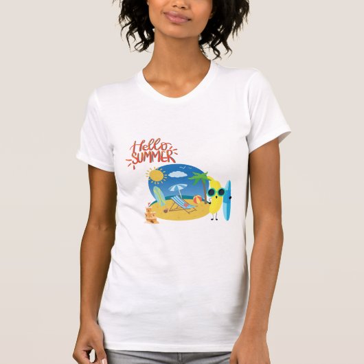 夏のビーチサンドキャスルのお出迎え Tシャツ (正面)
