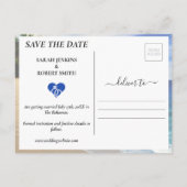 夏のビーチサンドパームツリーウェディング日付を保存 ポストカード (裏面)