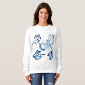 夏のビーチシック藍水色シーシェル スウェットシャツ (正面フル)