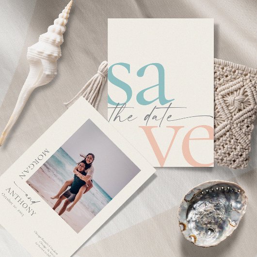 夏のビーチシンプル写真の日付の保存 セーブザデート