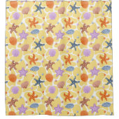 夏のビーチシーシェルシャワーカーテン シャワーカーテン (正面)