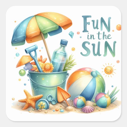 夏のビーチシール スクエアシール (正面)