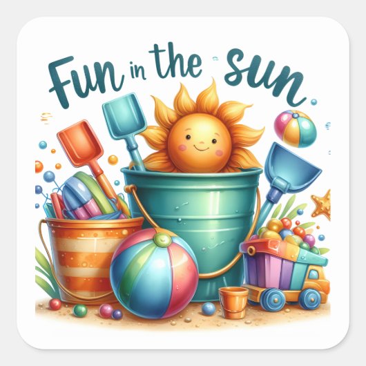 夏のビーチシール スクエアシール (正面)
