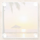 夏のビーチシーン ガラスコースター (裏面)