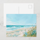 夏のビーチシーン 海岸アート ポストカード (正面/裏面)