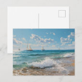 夏のビーチシーン 海岸アート ポストカード (正面/裏面)