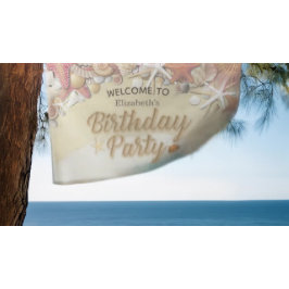 夏のビーチスターフィッシュ誕生日パーティードコーウェルカム 横断幕
