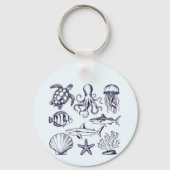 夏のビーチタートルフィッシュシャークタコ貝殻 キーホルダー (裏面)