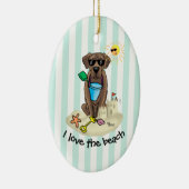夏のビーチチョコレートラボドッグラブラドールレトリバー セラミックオーナメント (右)