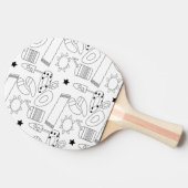 夏のビーチテーマのアウトラインのパターン 卓球ラケット (横)