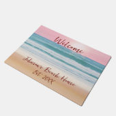 夏のビーチデザイン自分の家族をカスタム作成 ドアマット (アングル)