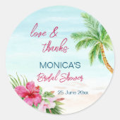 夏のビーチトロピカルウェディングシャワープレゼント ラウンドシール (正面)
