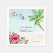 夏のビーチトロピカルウェディングシャワー印刷 スタンダードカクテルナプキン (正面)
