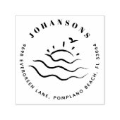 夏のビーチハンドドロッドファミリー差出人住所 セルフインキングスタンプ (デザイン)