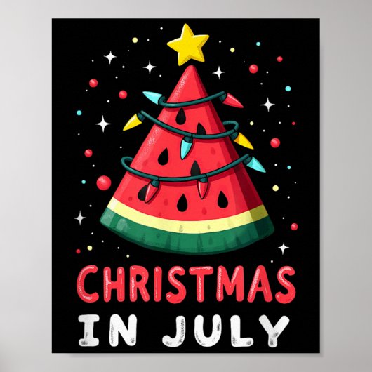 夏のビーチバケーションクリスマスインジュアルスイカ ポスター (正面)