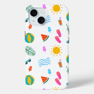 夏のビーチパターンIPhone 15ケース iPhone 15ケース