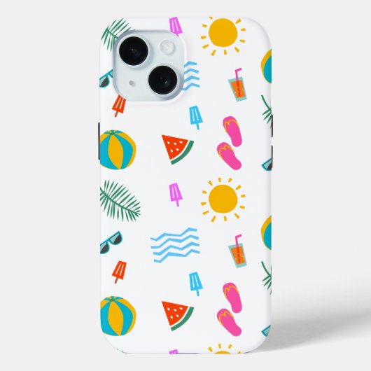 夏のビーチパターンIPhone 15ケース Case-Mate iPhoneケース (裏面)