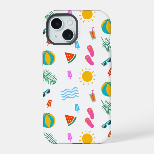 夏のビーチパターンIPhone 15ケース iPhone 15ケース (裏面)