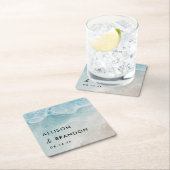 夏のビーチパーソナライズされた結婚の スクエアペーパーコースター (インサイチュ)