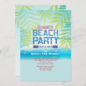 夏のビーチパーティの招待状 招待状 (正面/裏面)
