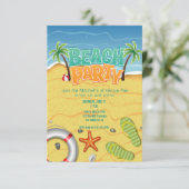 夏のビーチパーティーへの招待 招待状 (スタンド正面)