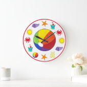 夏のビーチパーティーサンドキャッスルヒトビーチボール ラージ壁時計 (ホーム)