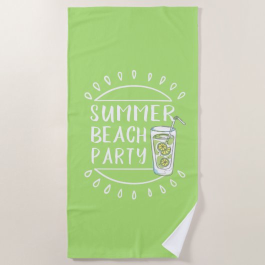 夏のビーチパーティータイポグラフィID416 ビーチタオル (正面)