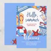 夏のビーチパーティー招待状 招待状 (正面/裏面)