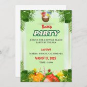 夏のビーチパーティー招待状 招待状 (正面/裏面)