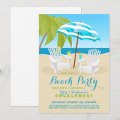 夏のビーチパーティー招待状 招待状 (正面/裏面)