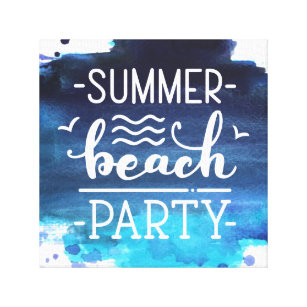 夏のビーチパーティー  水彩画 キャンバスプリント