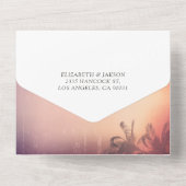 夏のビーチパームツリーストリングライトウェディングRSVP オールインワン招待状 (裏面)