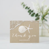 夏のビーチヒトデ&サンドドルサンキュー ポストカード (スタンド正面)