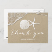 夏のビーチヒトデ&サンドドルサンキュー ポストカード (正面/裏面)