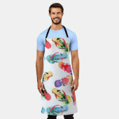 夏のビーチビーチサンダルパターン エプロン (着用した状態)