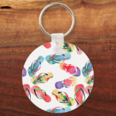 夏のビーチビーチサンダルパターン キーホルダー (正面)