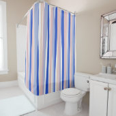 夏のビーチブルーピンクベージュのストライプ シャワーカーテン (インサイチュ)