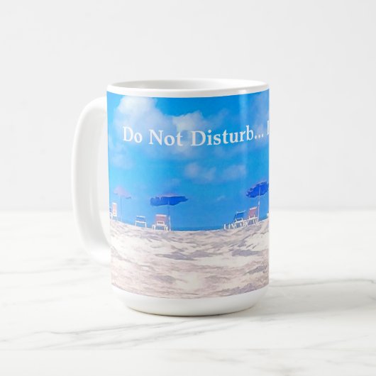 夏のビーチブルーホワイト退職ギフト コーヒーマグカップ (正面左)