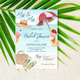 夏のビーチプール熱帯ブライダルシャワー 招待状