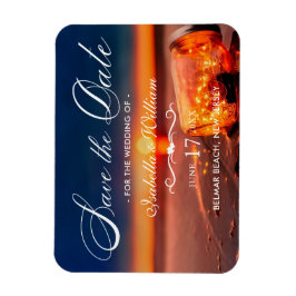 夏のビーチメイスンジャーブルーナイト日付を保存 マグネット