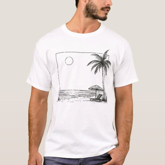 夏のビーチヤシ Tシャツ (正面)