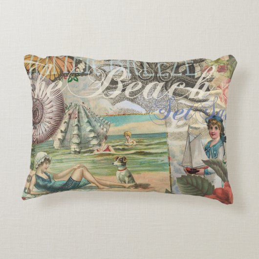 夏のビーチヴィンテージタコアンティーク アクセントクッション (裏面)