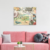 夏のビーチヴィンテージタコアンティーク キャンバスプリント (インサイチュ (リビング))