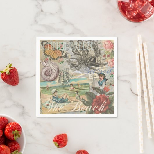 夏のビーチヴィンテージタコアンティーク スタンダードカクテルナプキン (インサイチュ)