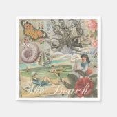 夏のビーチヴィンテージタコアンティーク スタンダードカクテルナプキン (正面)