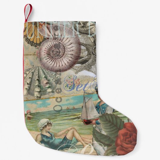 夏のビーチヴィンテージタコアンティーク スモールクリスマスストッキング (正面)