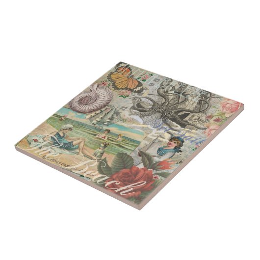 夏のビーチヴィンテージタコアンティーク タイル (側面)